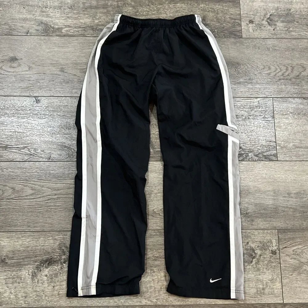 Vintage Y2K Nike Gray Tag Black Gray White Lined Track Pants - Youth XL 18-20